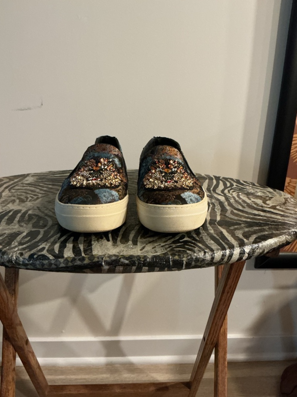 Steve Madden Metallic Blue and Bronze Slip-On Sneakers - Picture 2 of 5